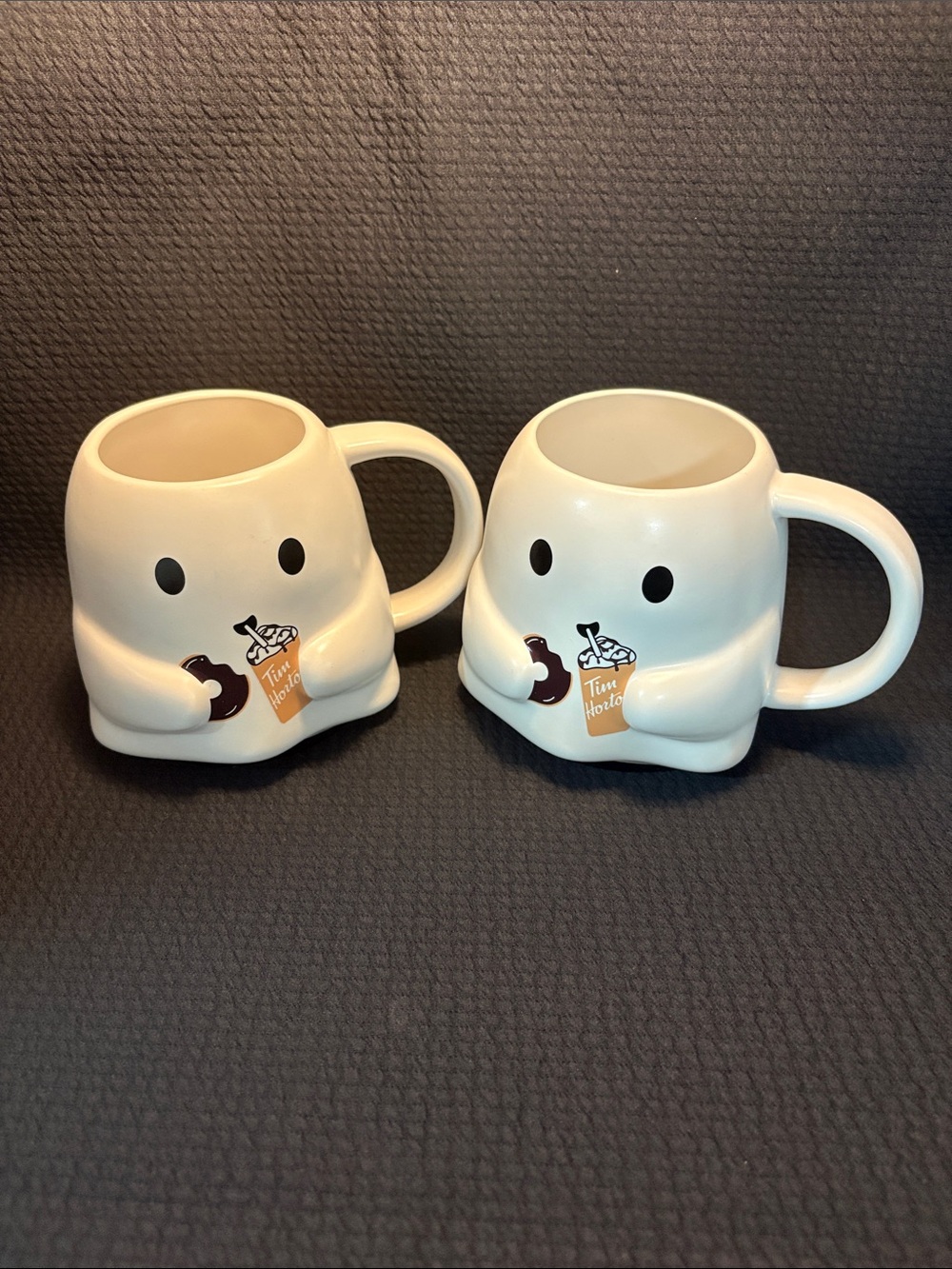 Tim Hortons White Ghost Character Ceramic Mug - Set of 2. 2024